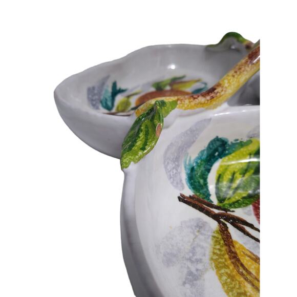 Italian Pottery Fruit Pattern Divided Serving Dish - Picture 2 of 6
